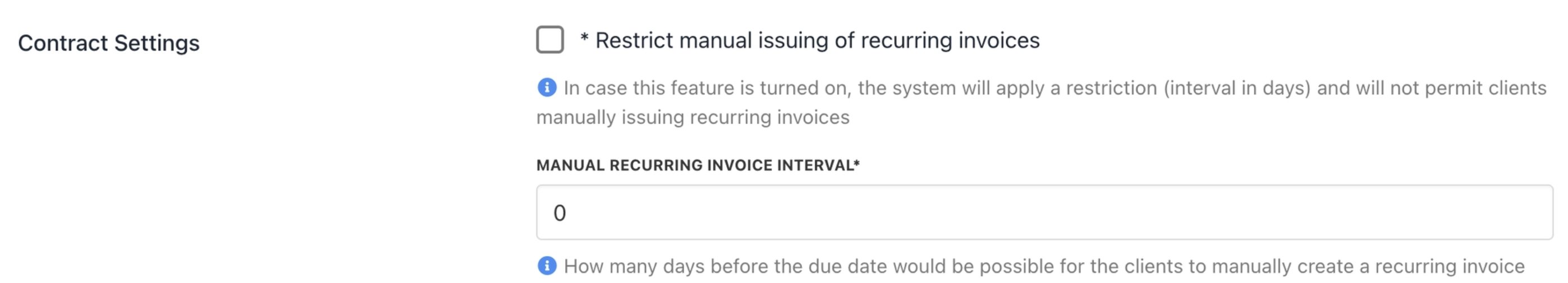Restrict manual issuing of recurring invoices