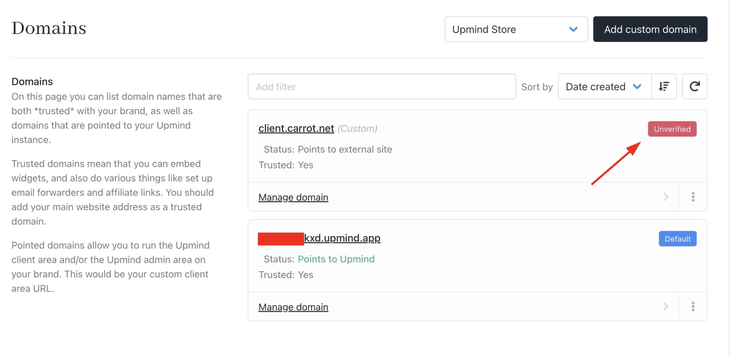 Upmind adds unverified tag