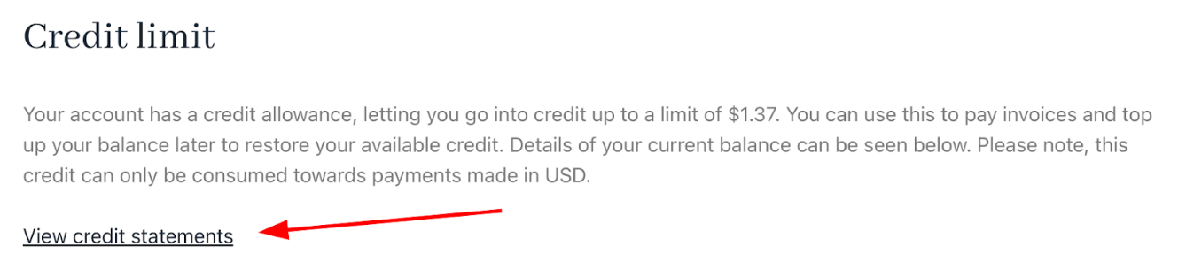 View credit statements from admin