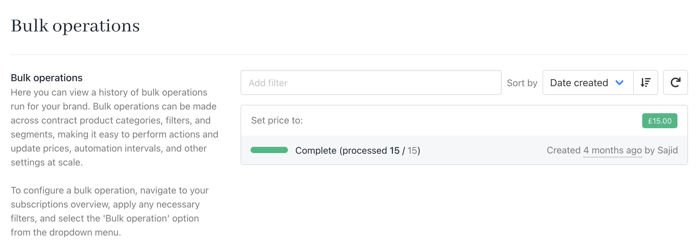 Product & services > Bulk opreations