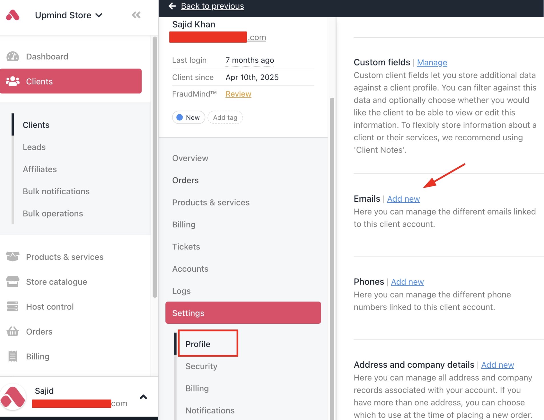 Image Settings > Emails > Add new