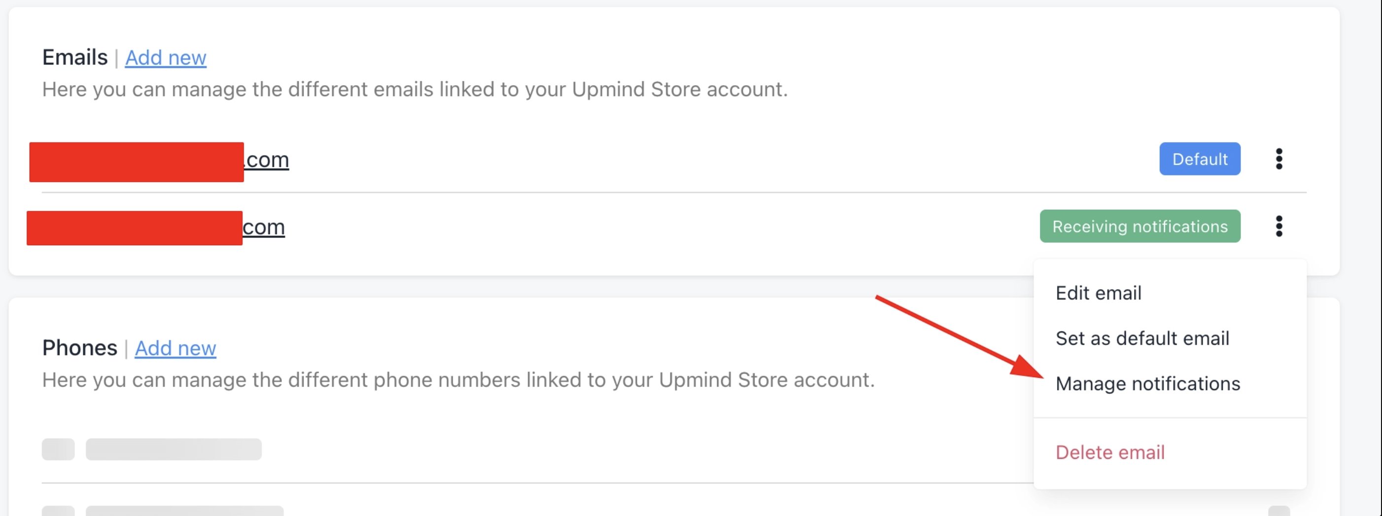 Image Manage notifications