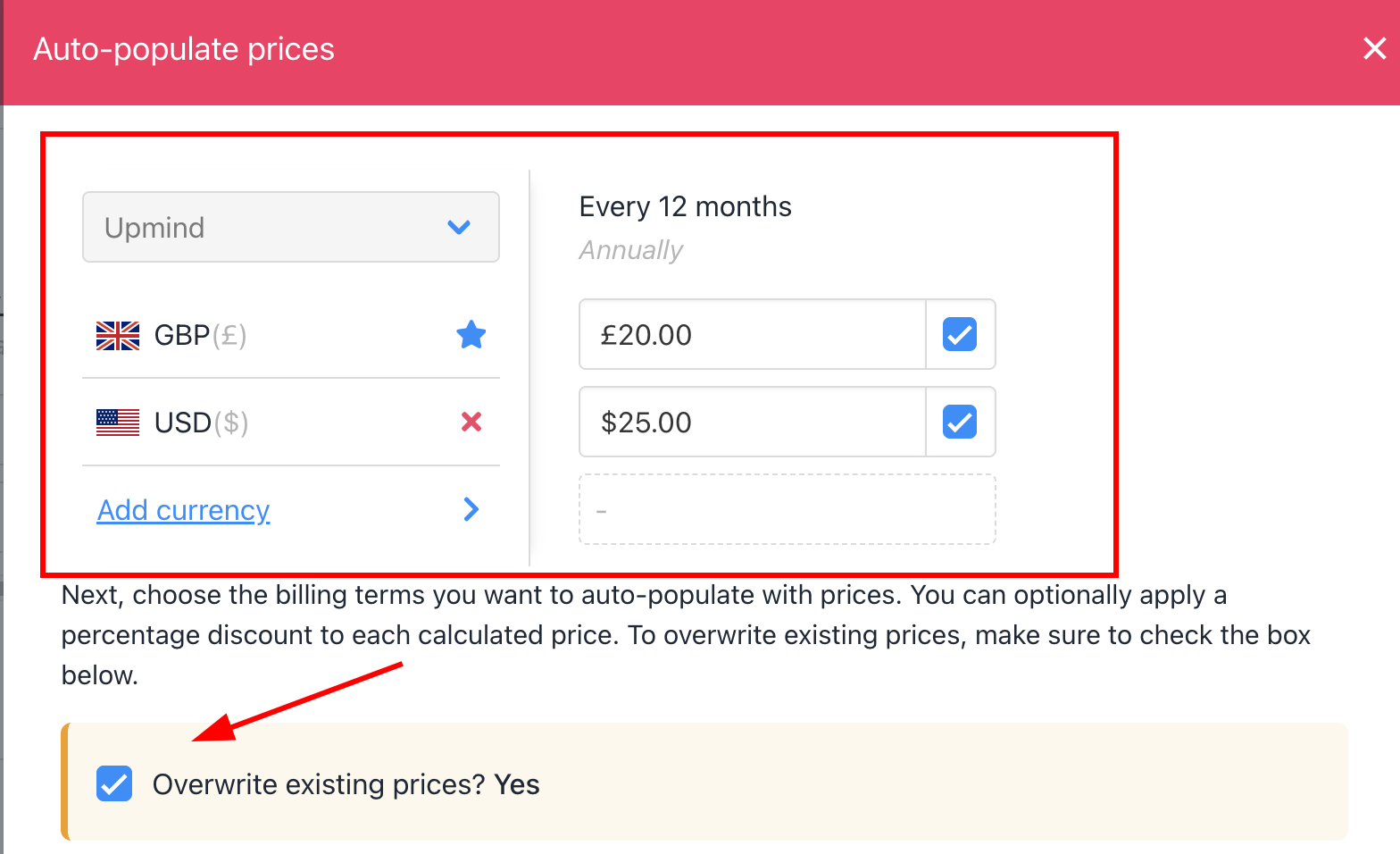 Add currency
