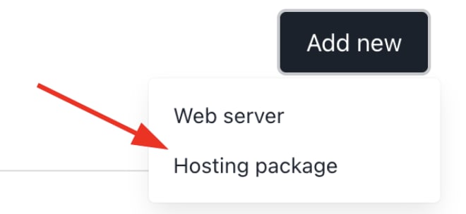 Add new > Hosting package