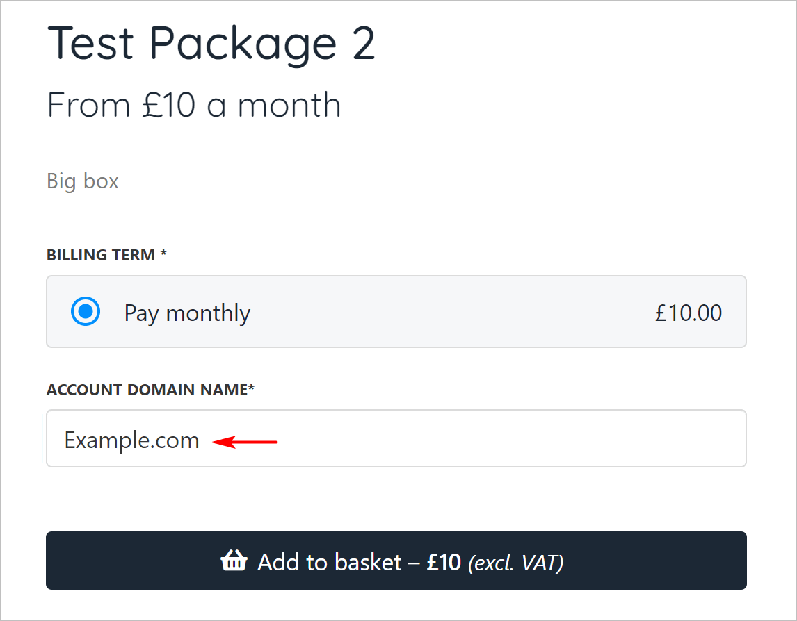 Enter domain name