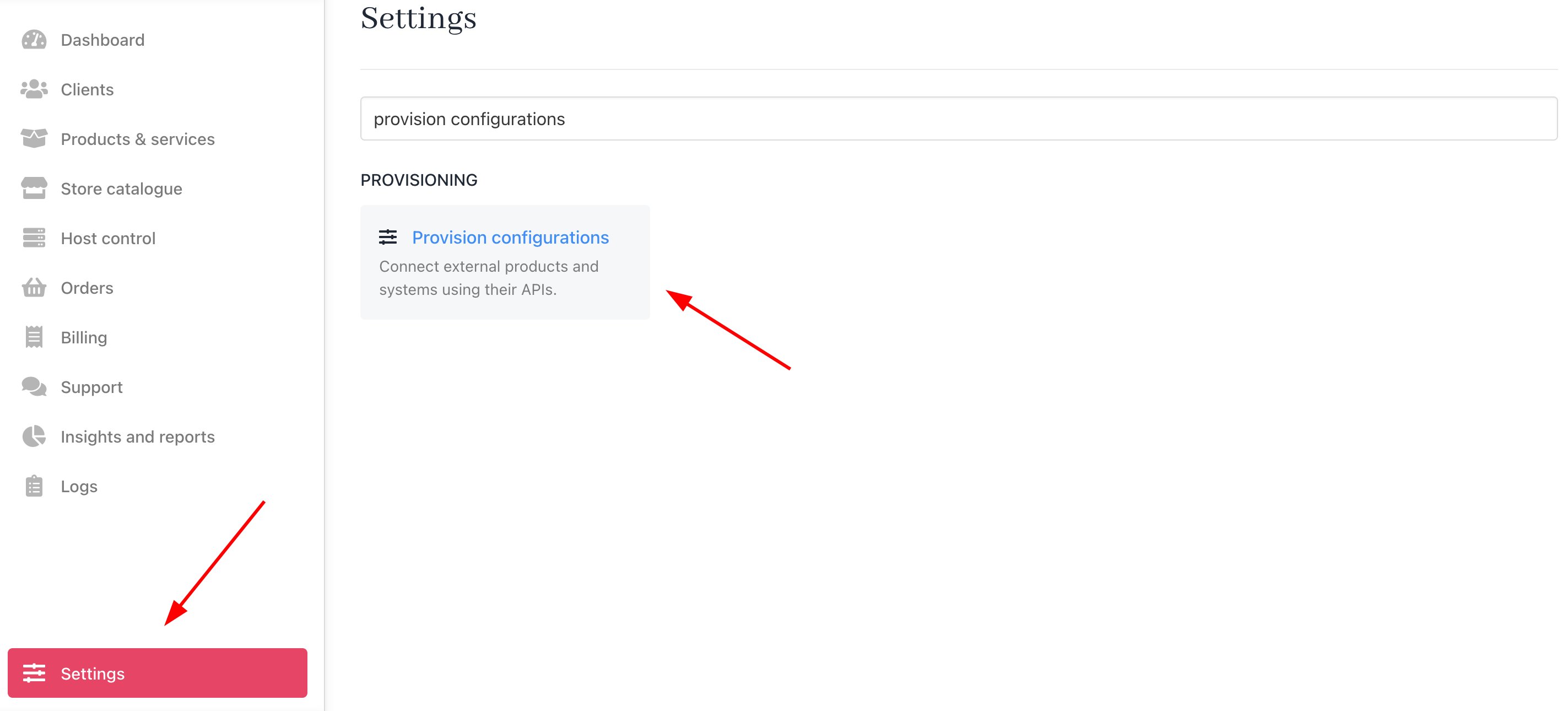 Settings > Provision Configurations > Add New Configuration
