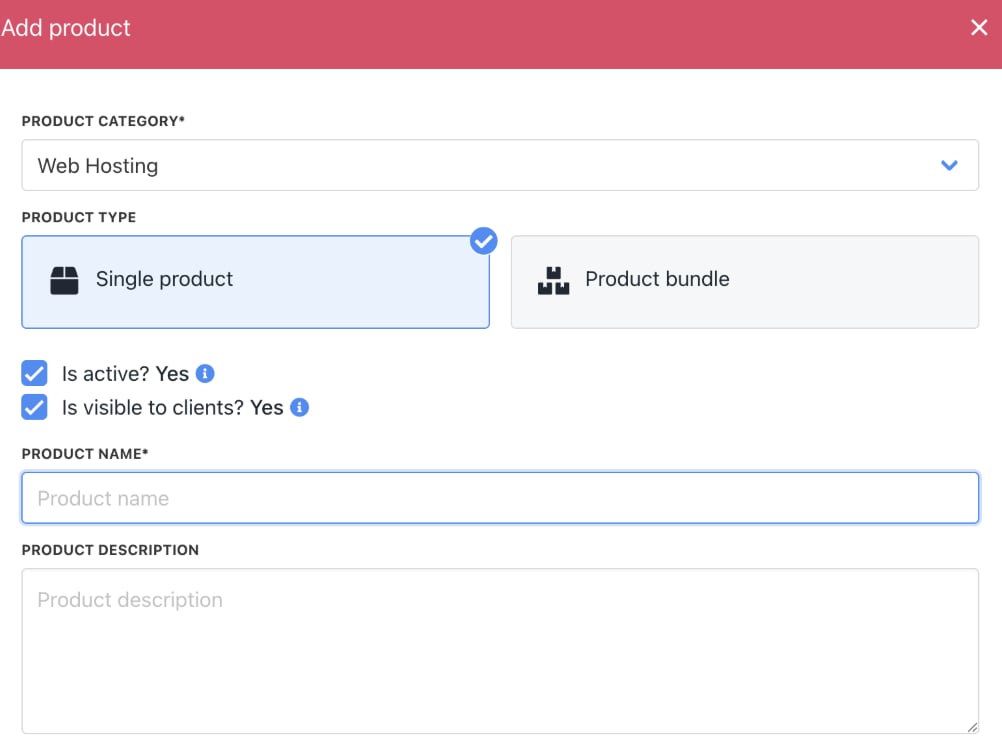 Enter product details