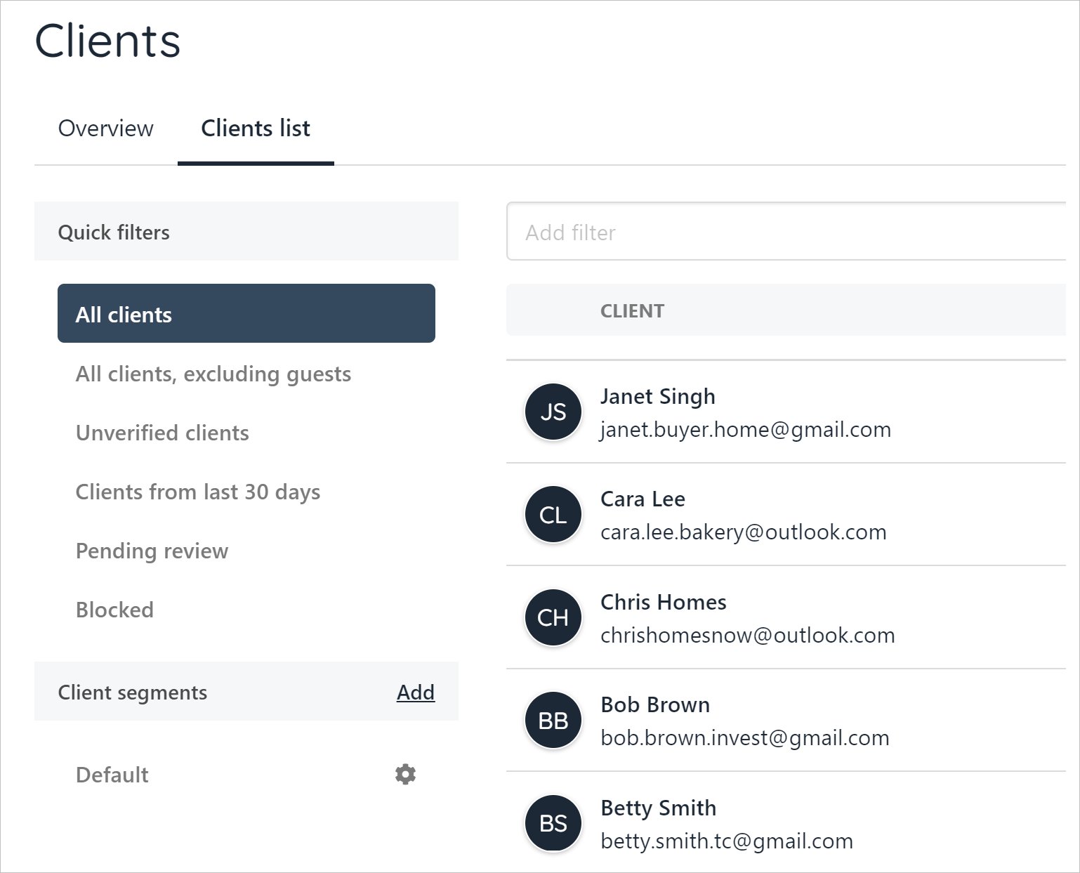 Sort client names