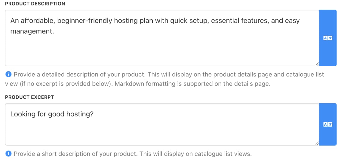 Product description & product excerpt