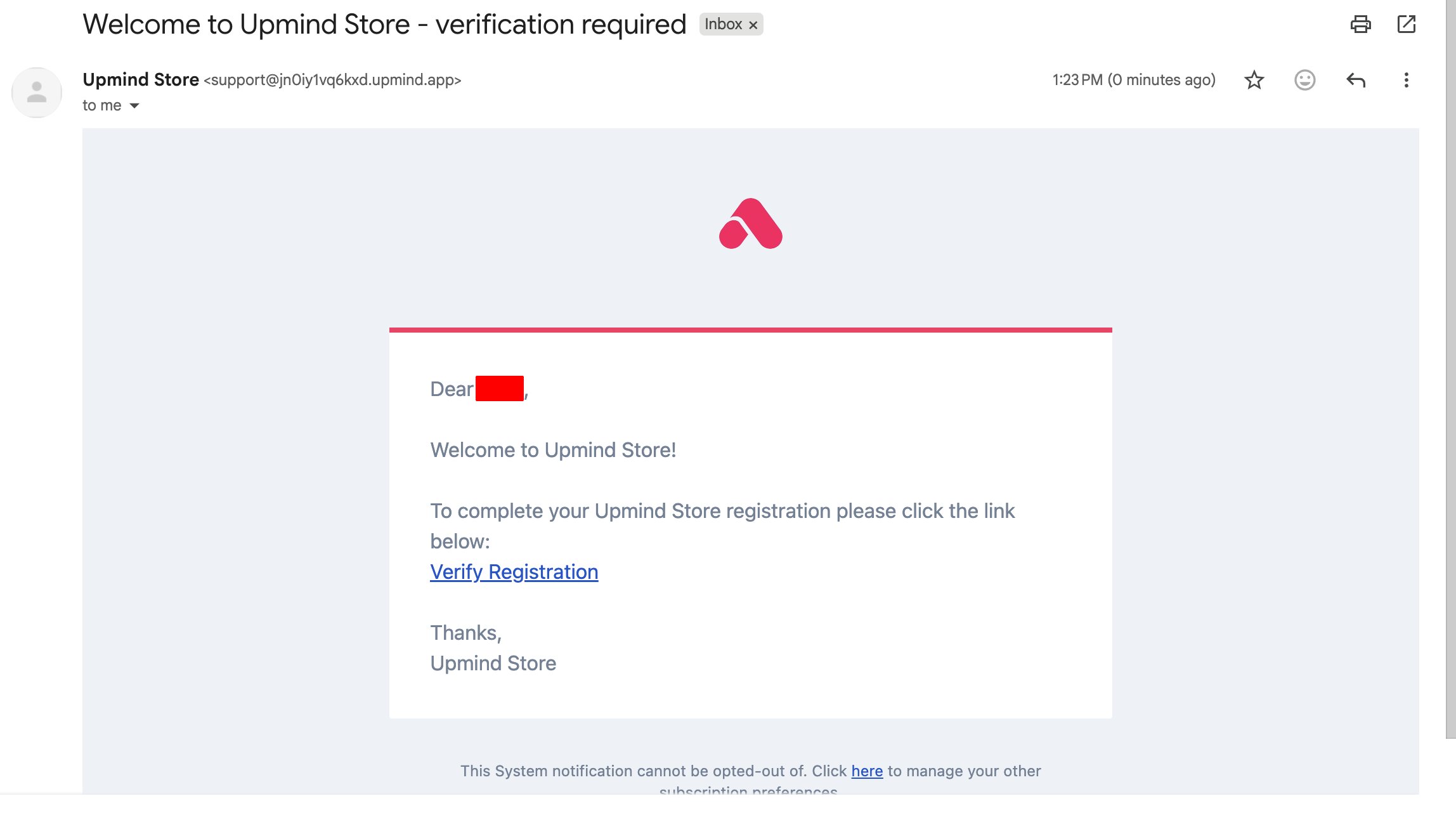 Verification link