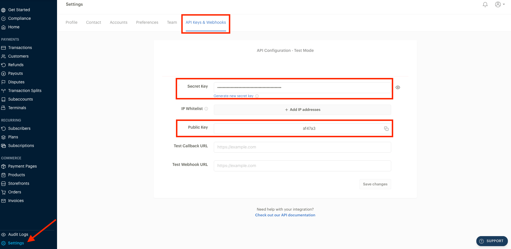 API Keys & Webhooks