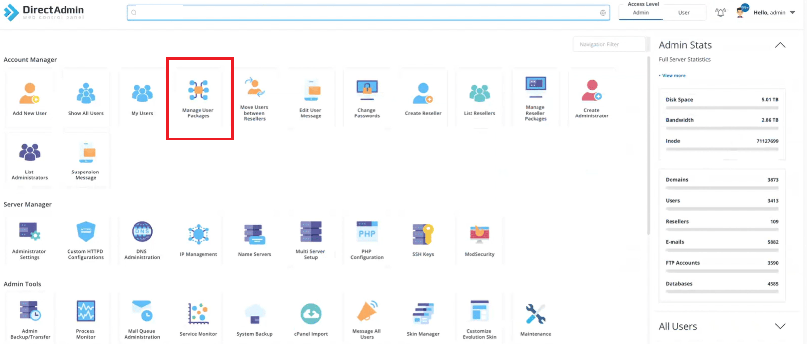 Create Package on DirectAdmin