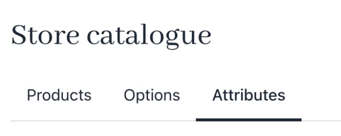 Attributes menu tab