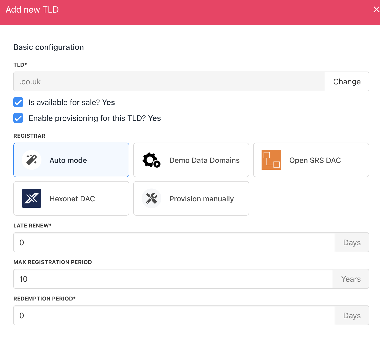 Configure TLD