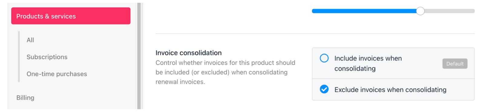 Products and services > Settings