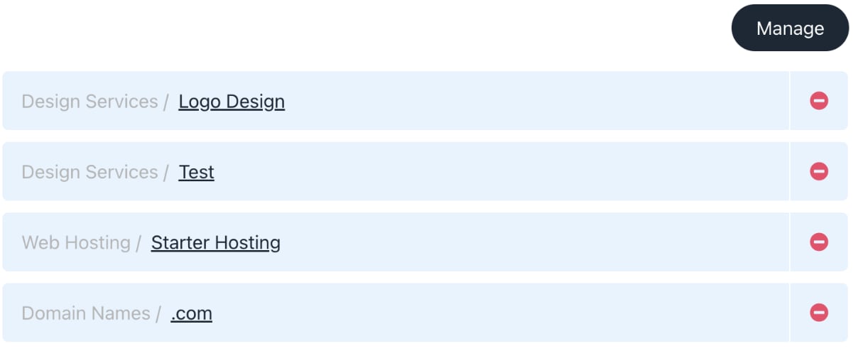 Click manage to add to remove bundles