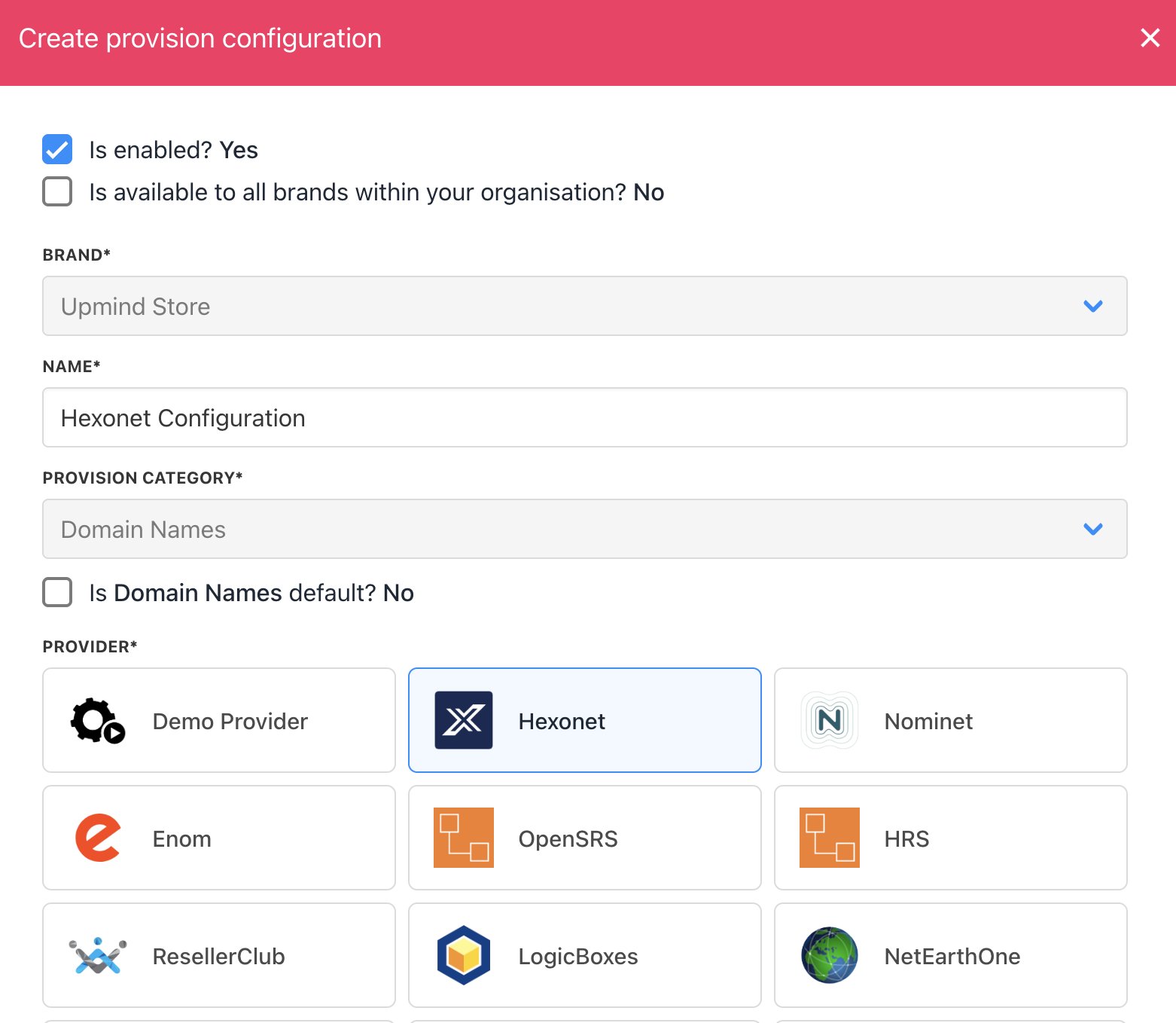 Enter name for the configuration