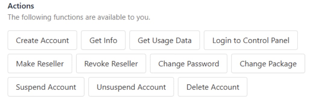 Actions for Web hosting