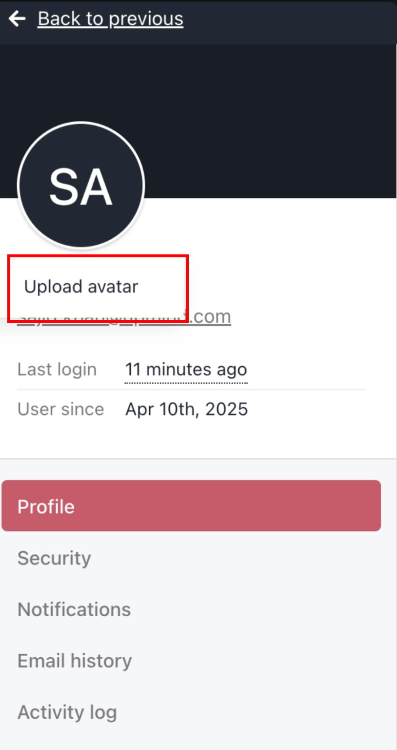 Select Upload avatar to load image