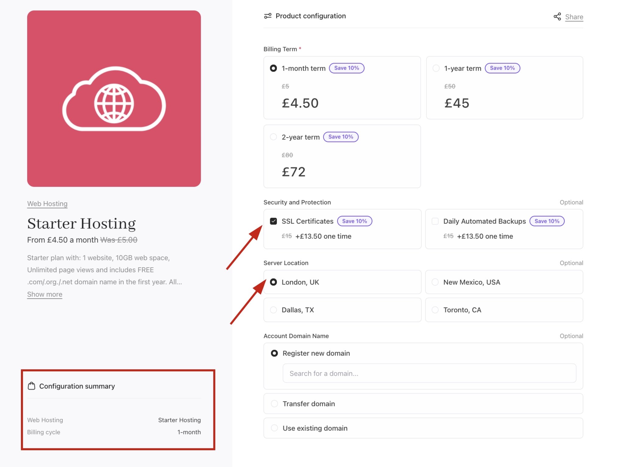 Product configuration option summary hidden