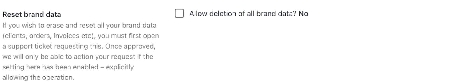 Reset brand data
