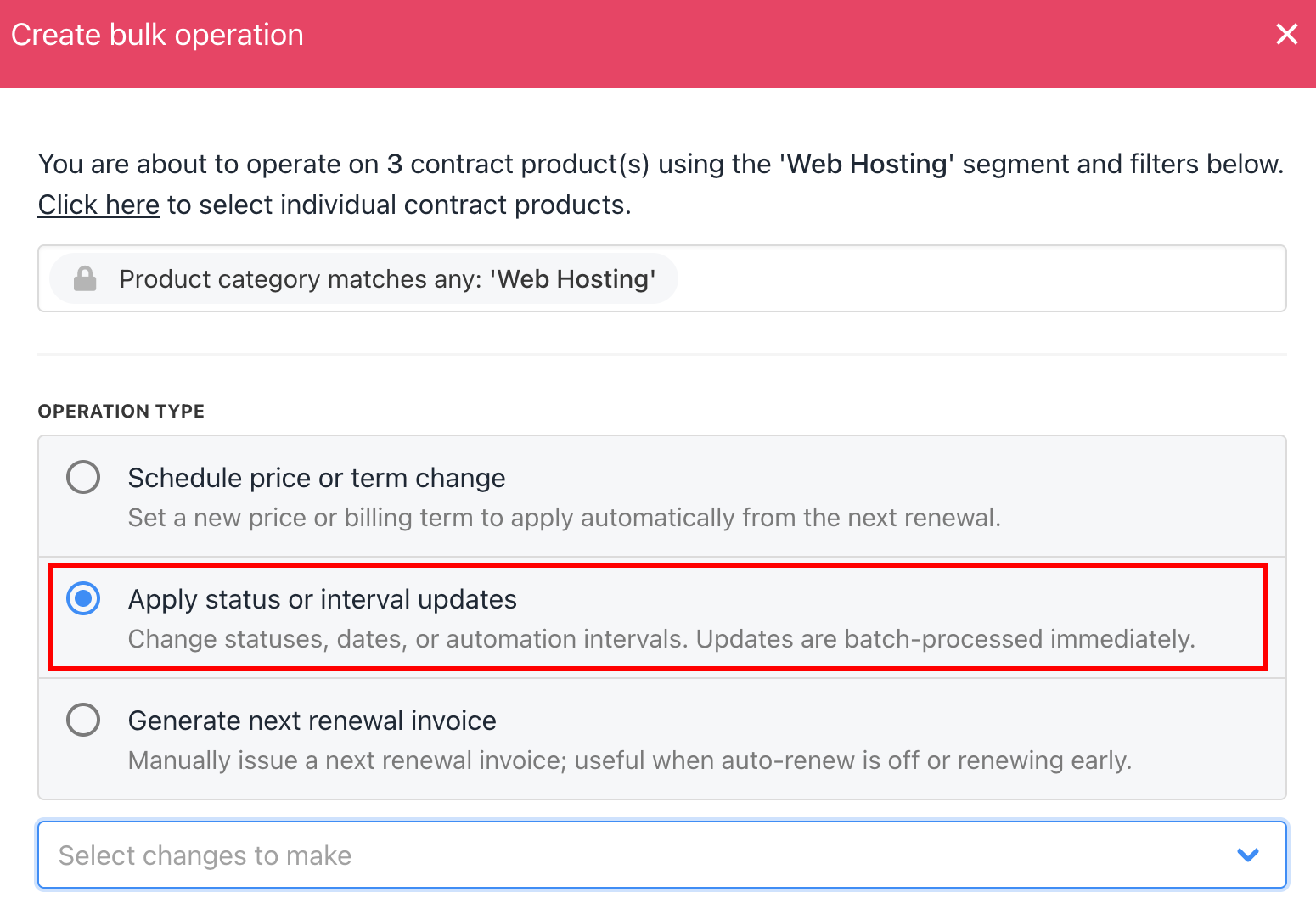 Apply status or interval updates