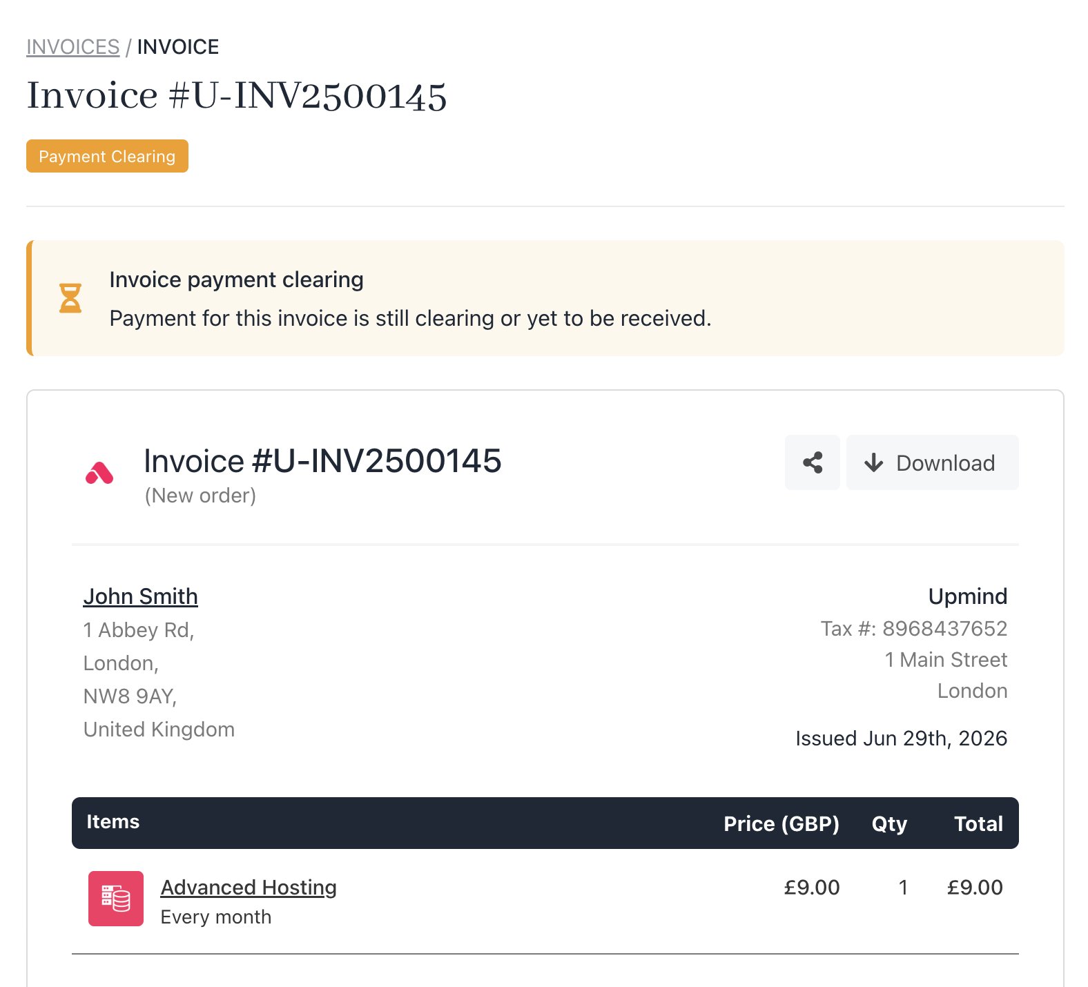 Invoice paid with an offline payment provider