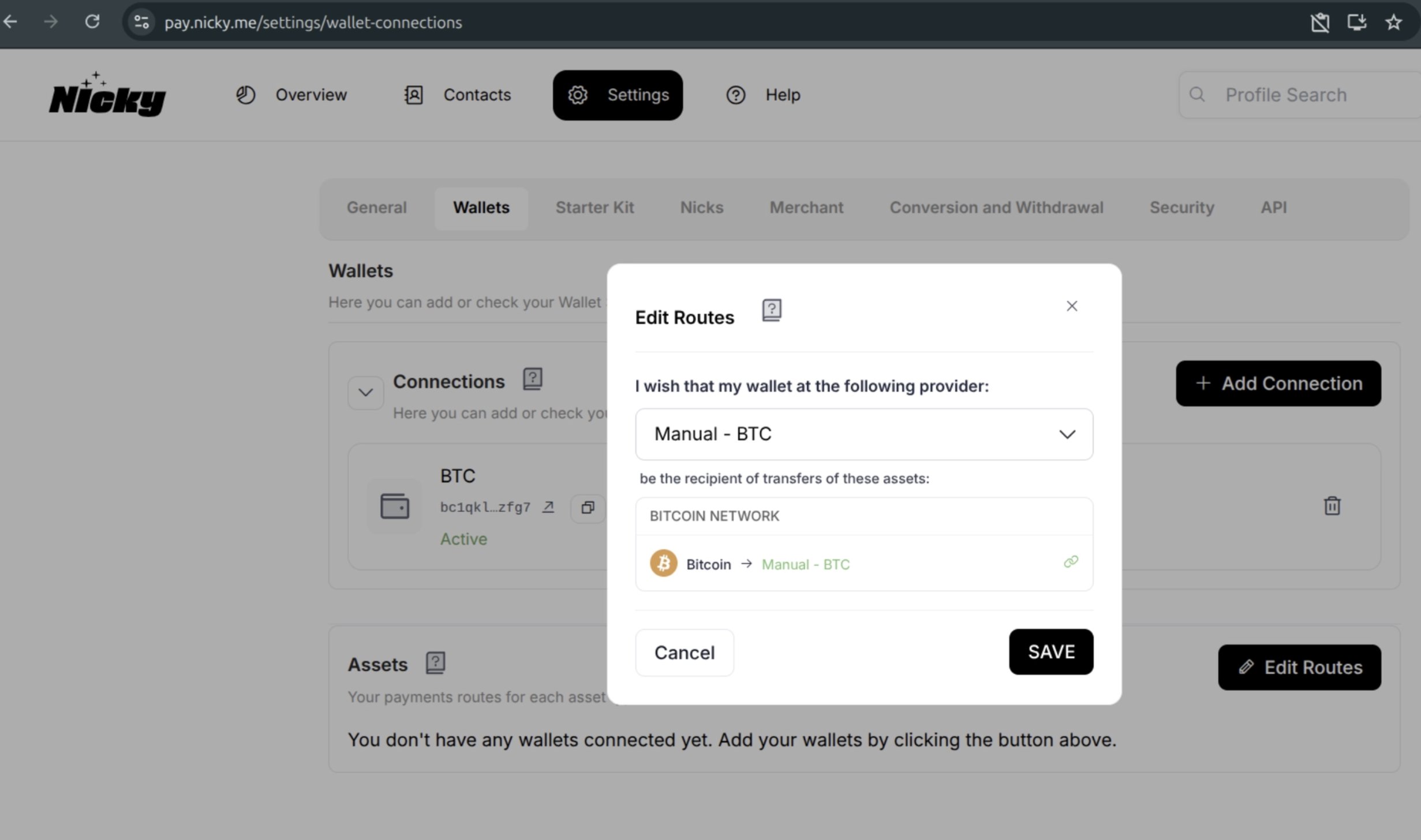 Set payment route