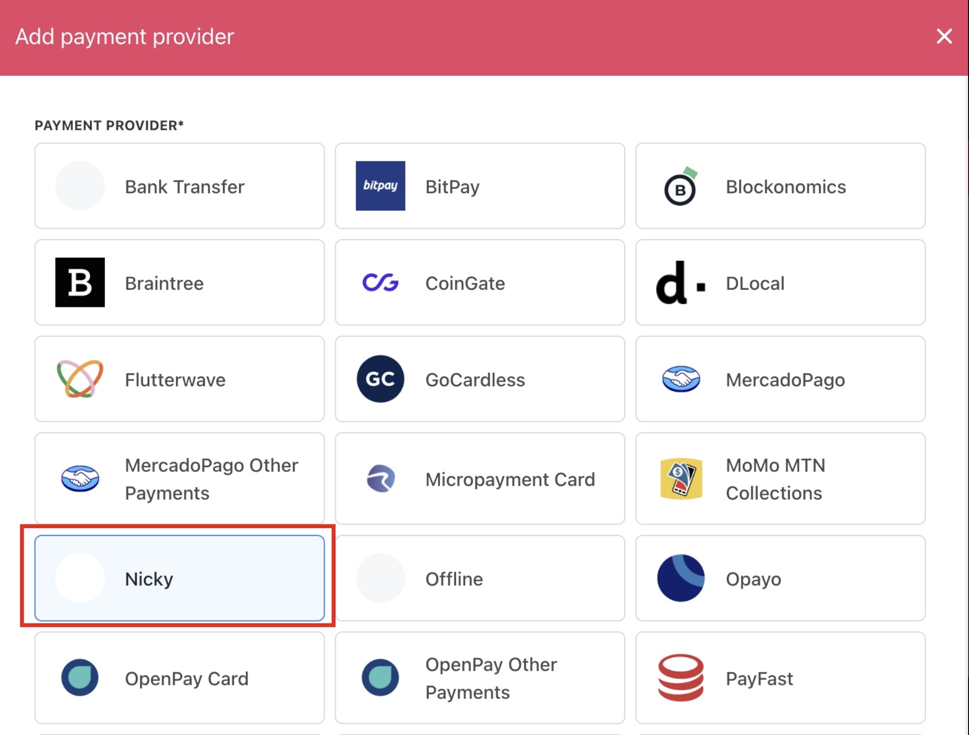 Select payment provider