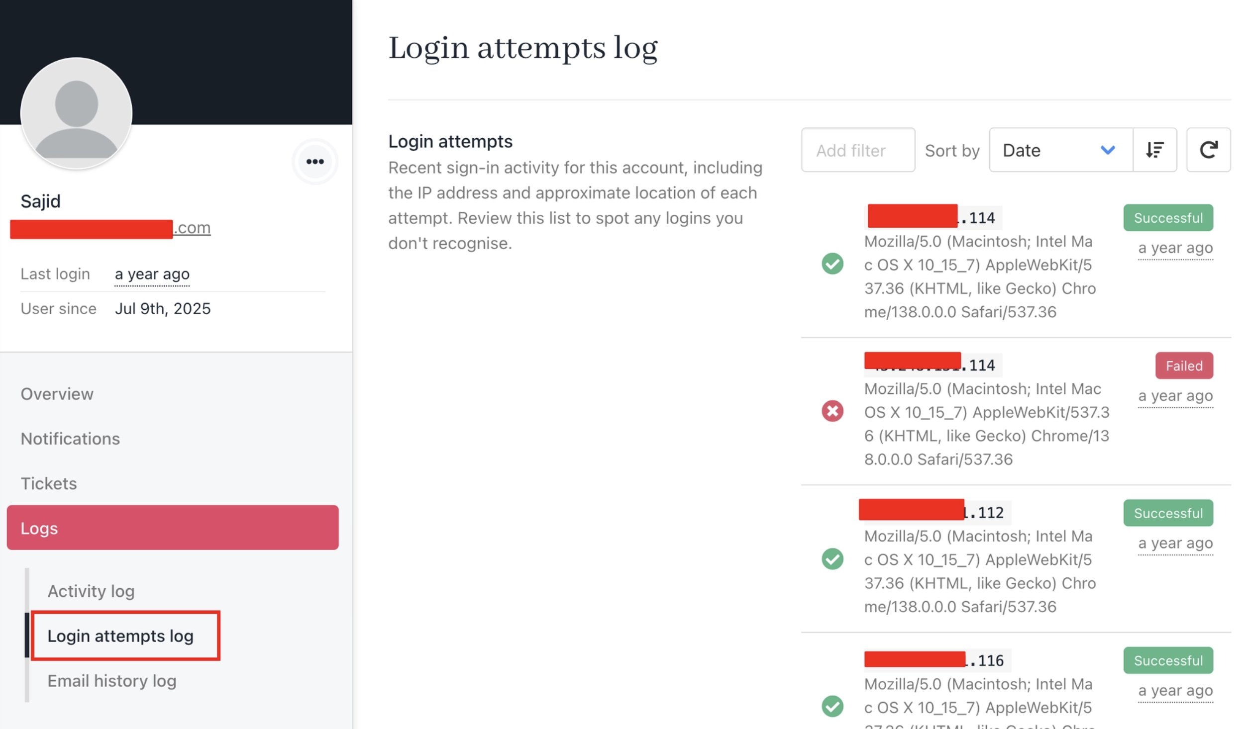 Image Logs > Login Attempt Logs (staff)