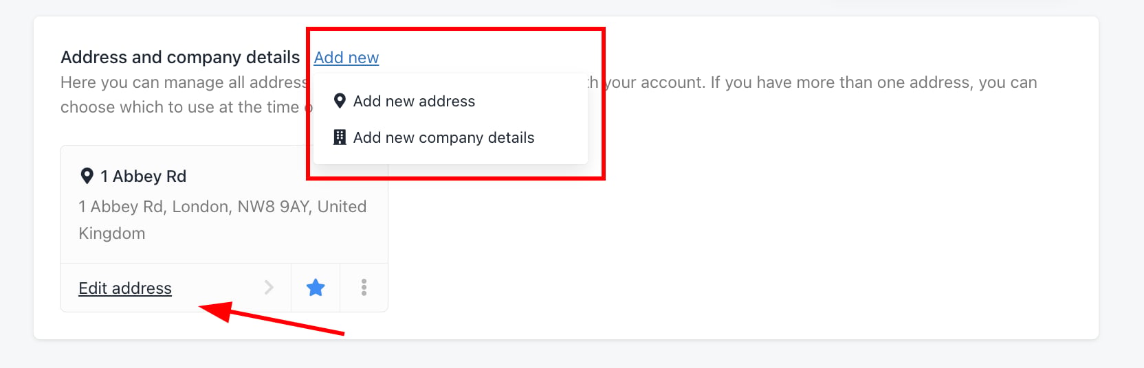 Edit address