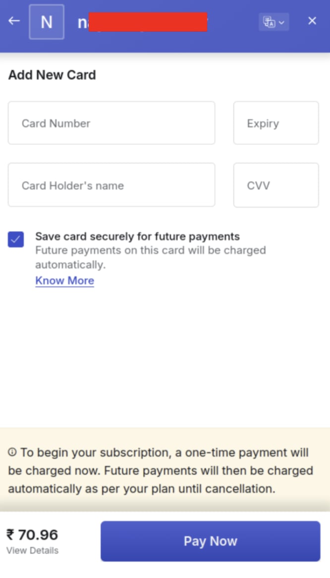 Save payment details