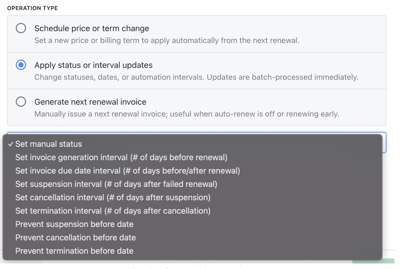 Update interval or status changes