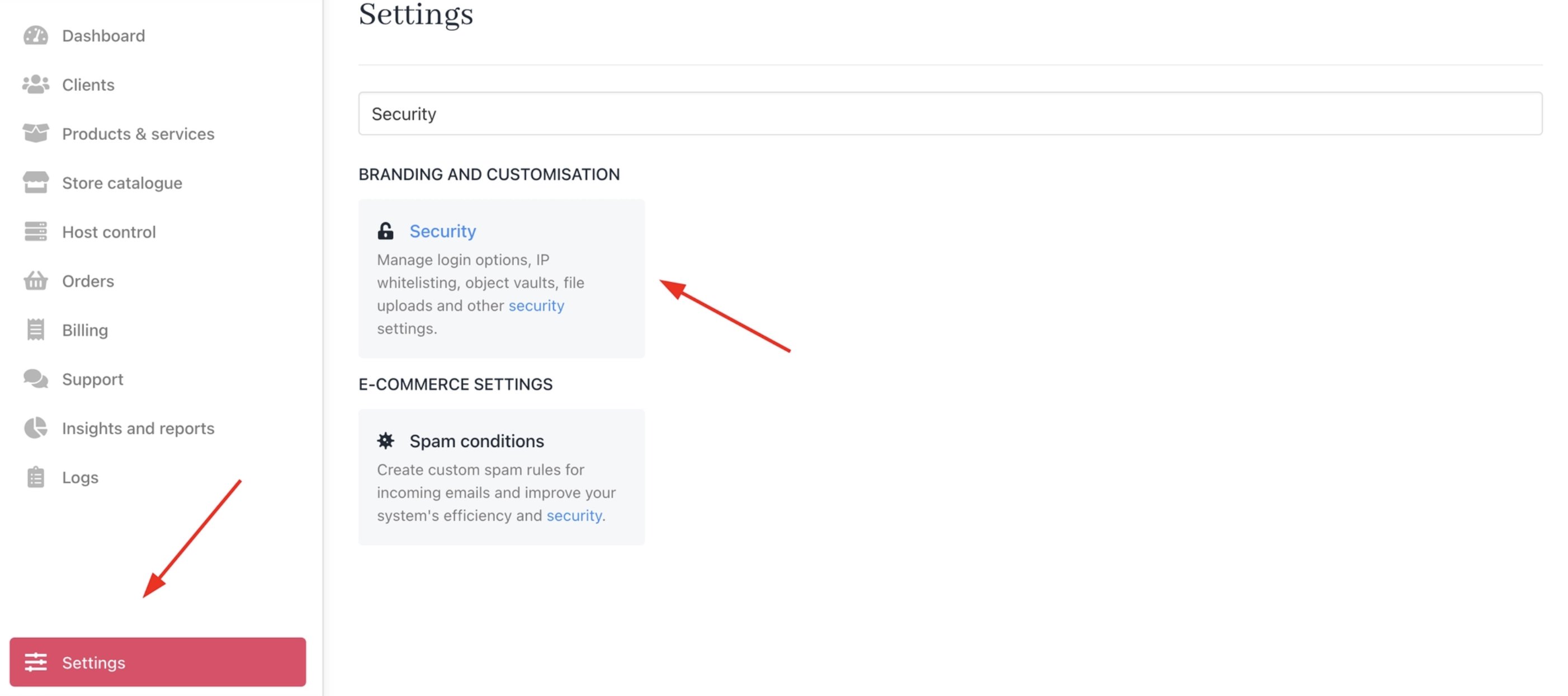 Settings > Security