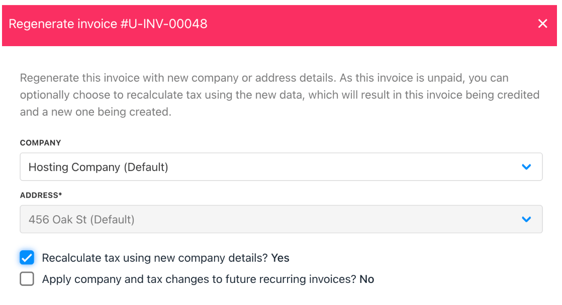Regenerate invoice details