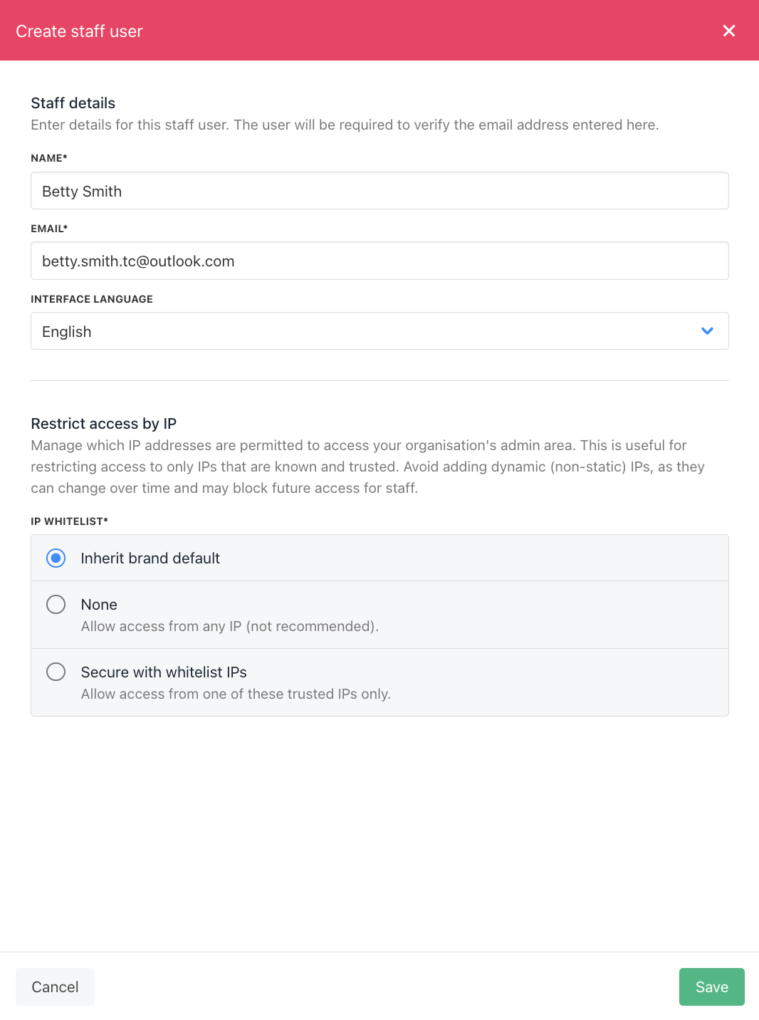 Add Staff Details and Restrict Access by IP