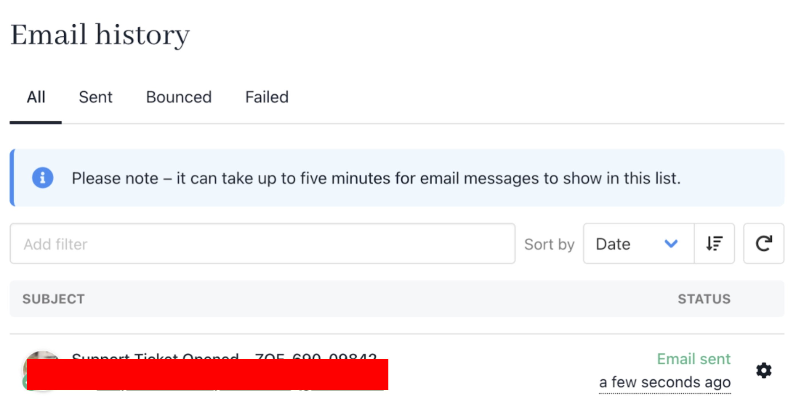 Specific client email history log