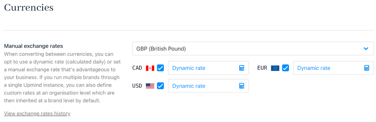 Set the exchange rate manually