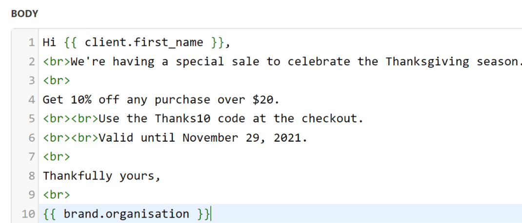Paste the code into the template