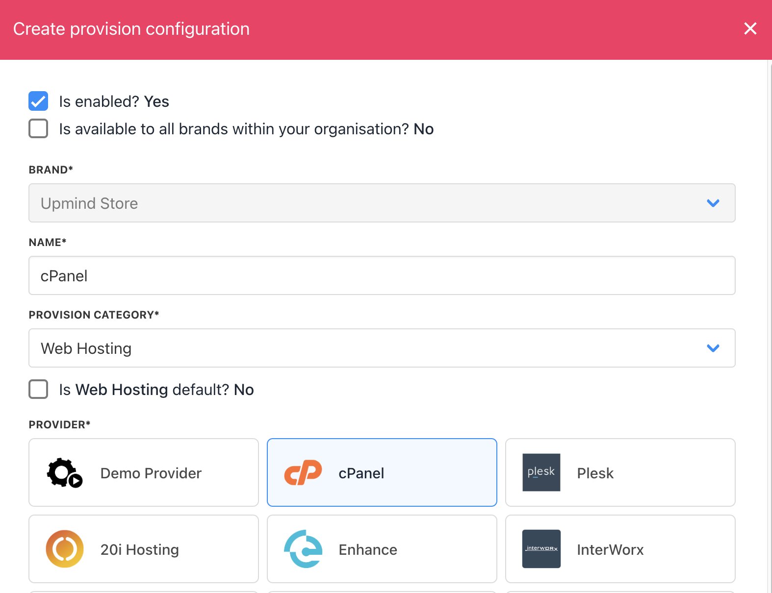 Add cPanel connection details