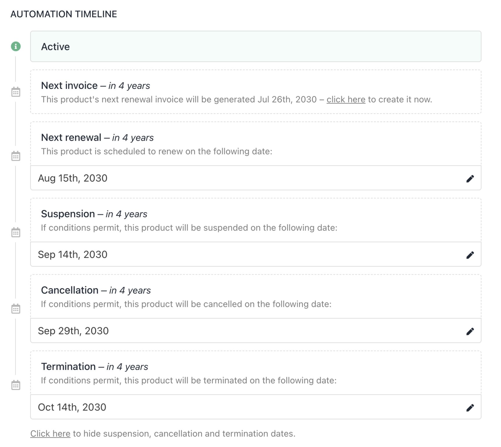 Product automation intervals