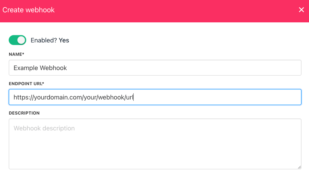 Add webhook endpoint details