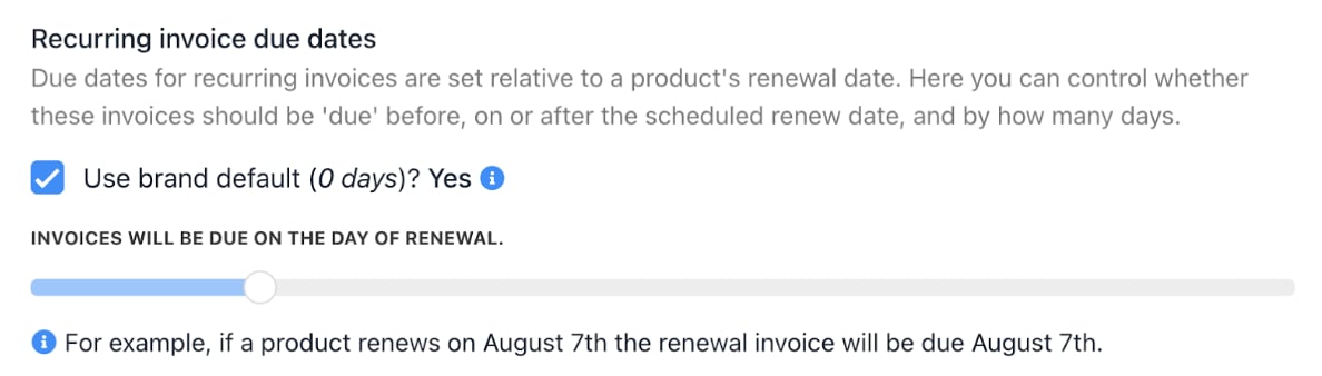 Recurring invoice due dates