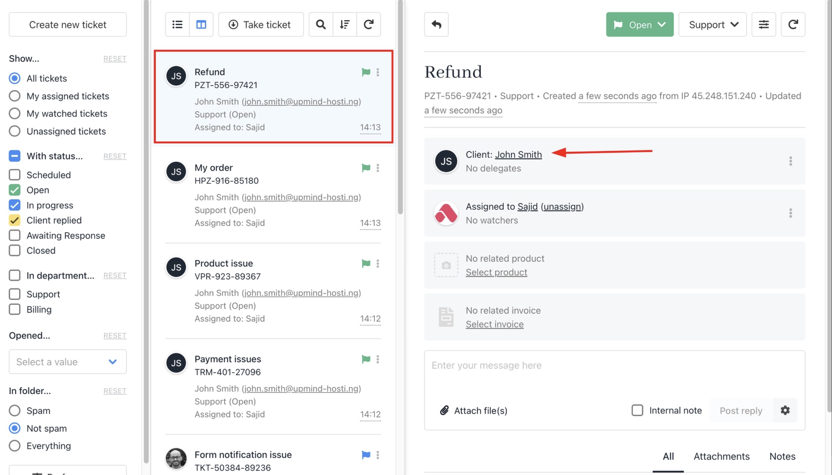 Choose client profile