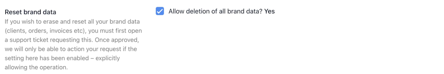 Reset brand data