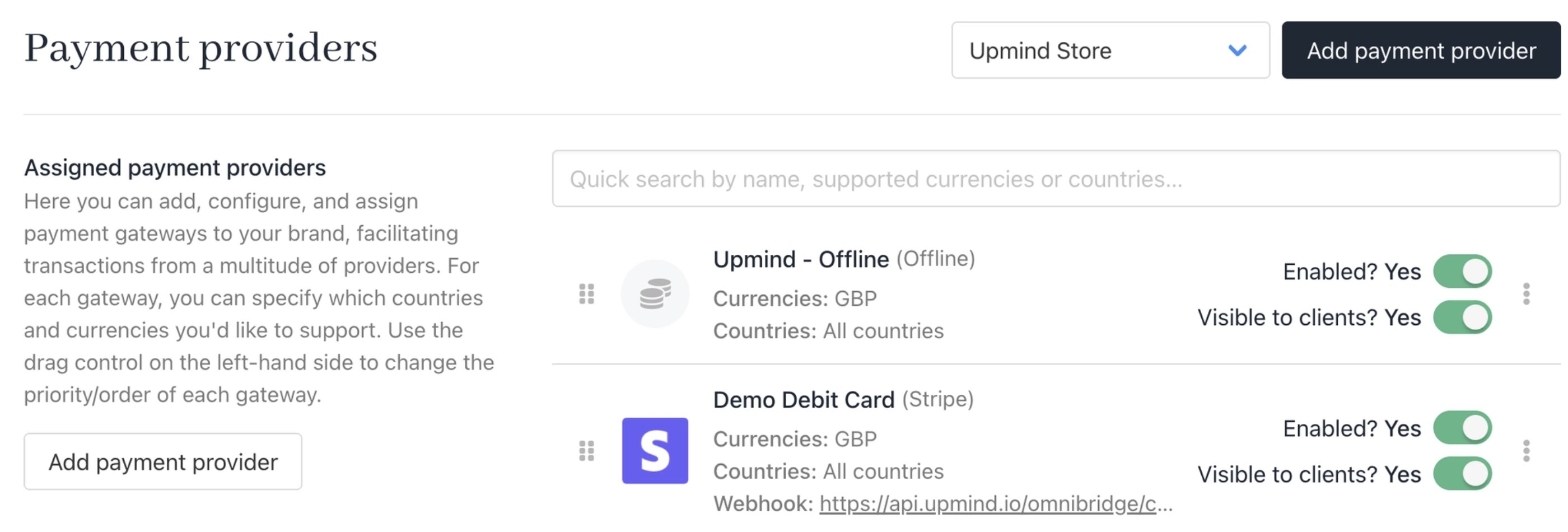 Add payment providers