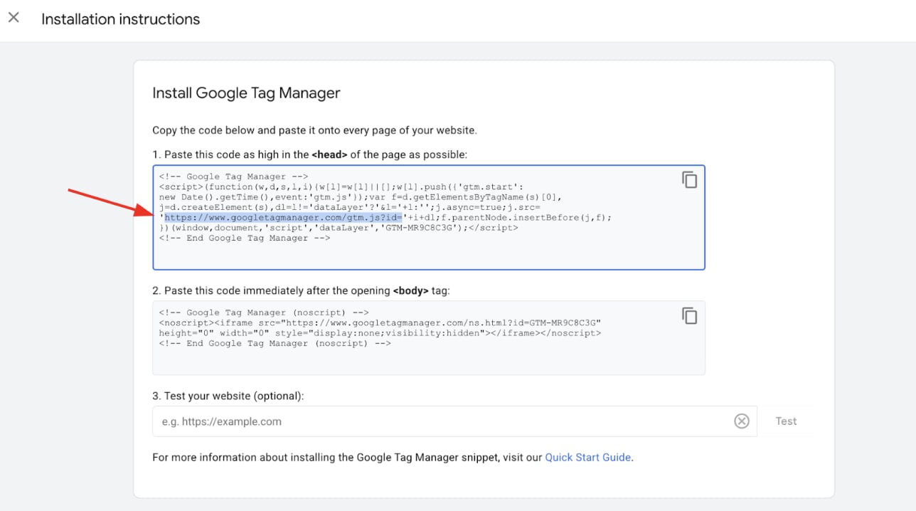 GTM Script URL