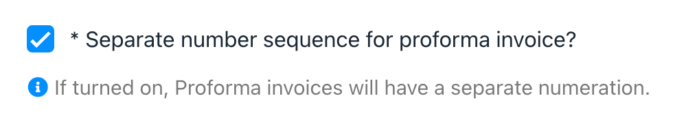 Separate number sequence for proforma invoices