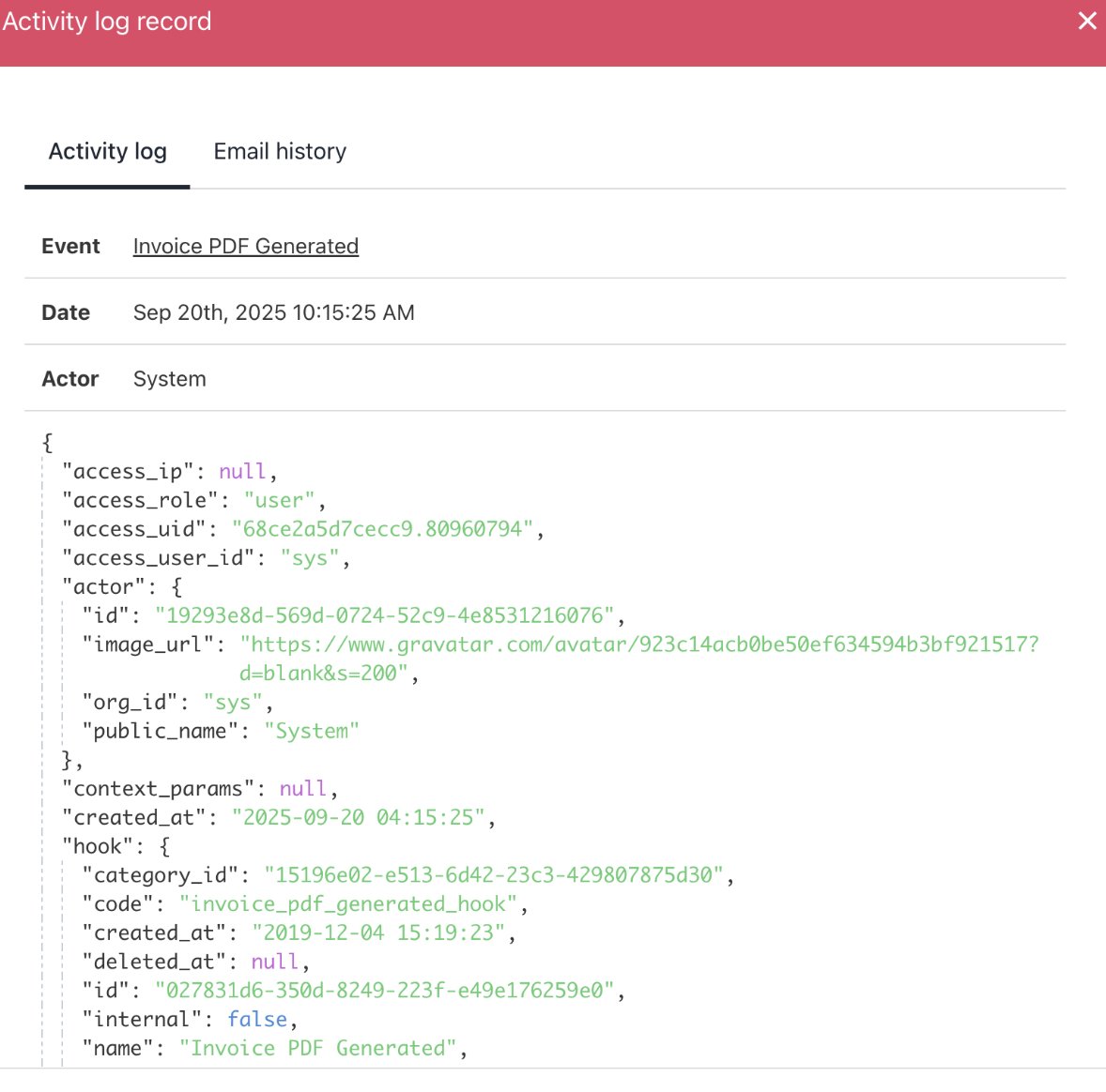 Activity log record