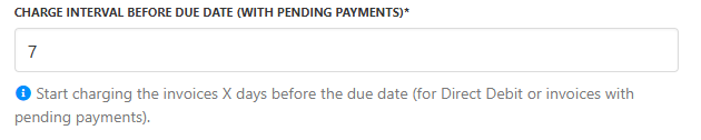 Charge interval before due date (with pending payments)
